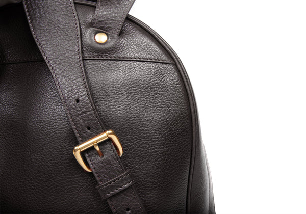 Black leather backpack with gold zippers best sale