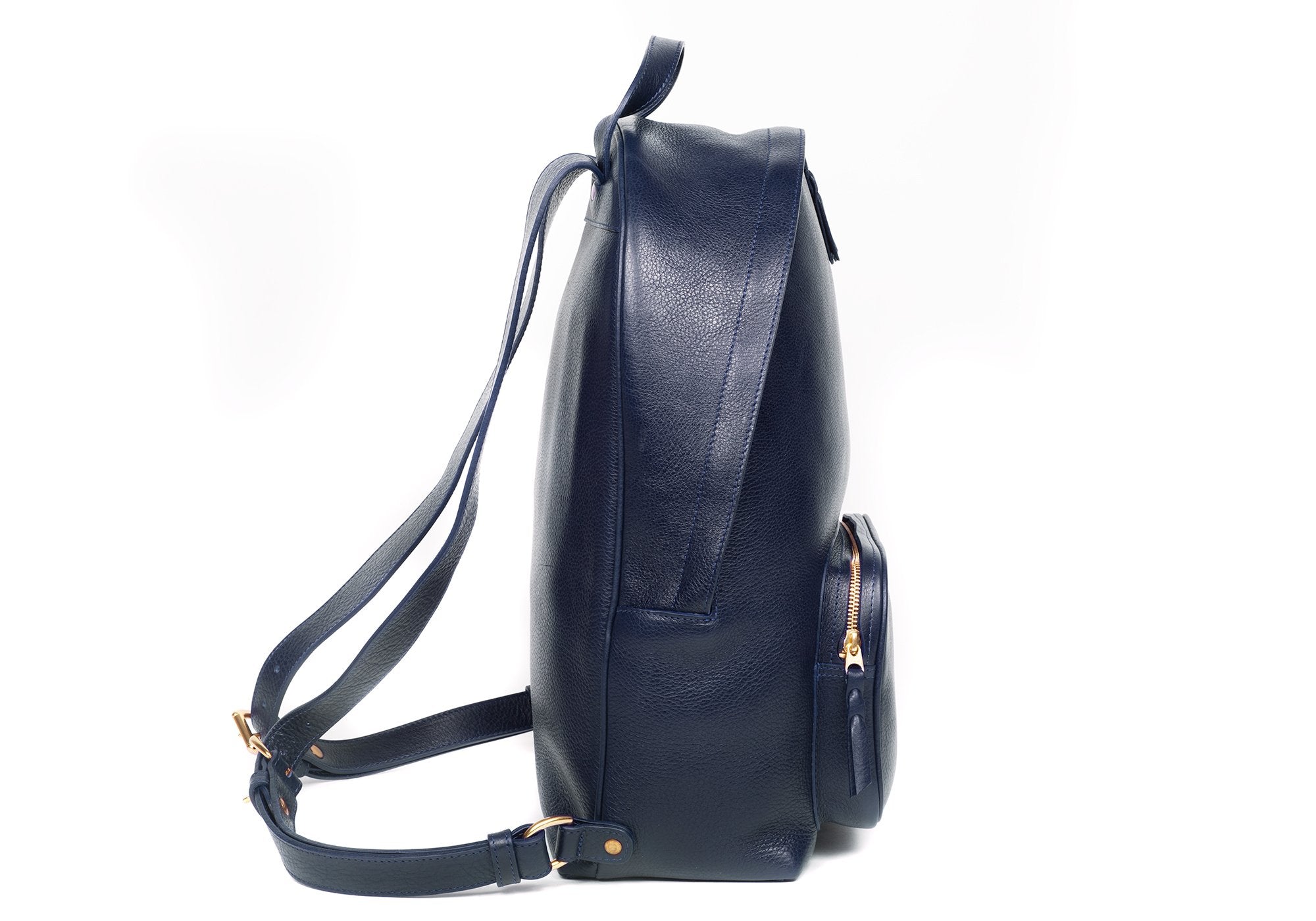 Leather Zipper Backpack Indigo