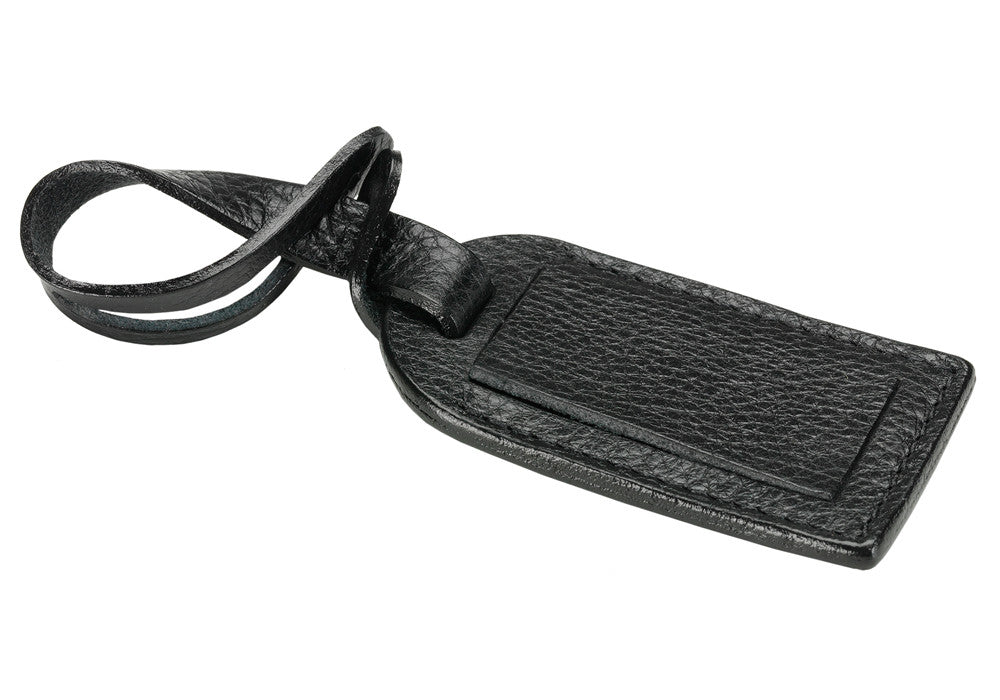 Leather Luggage ID Tag Black|Front Leather View