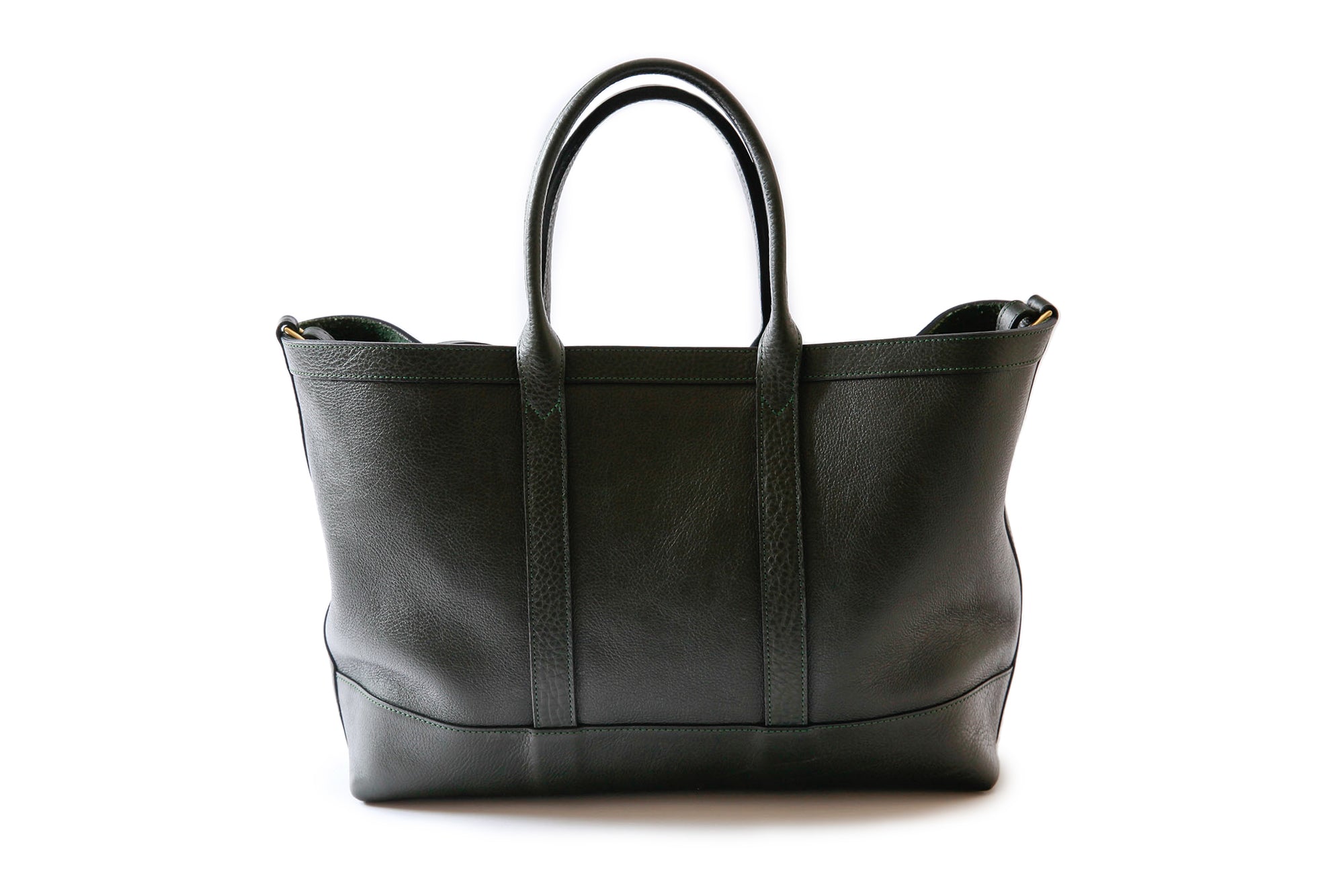 Front View of Leather Small Tote Green