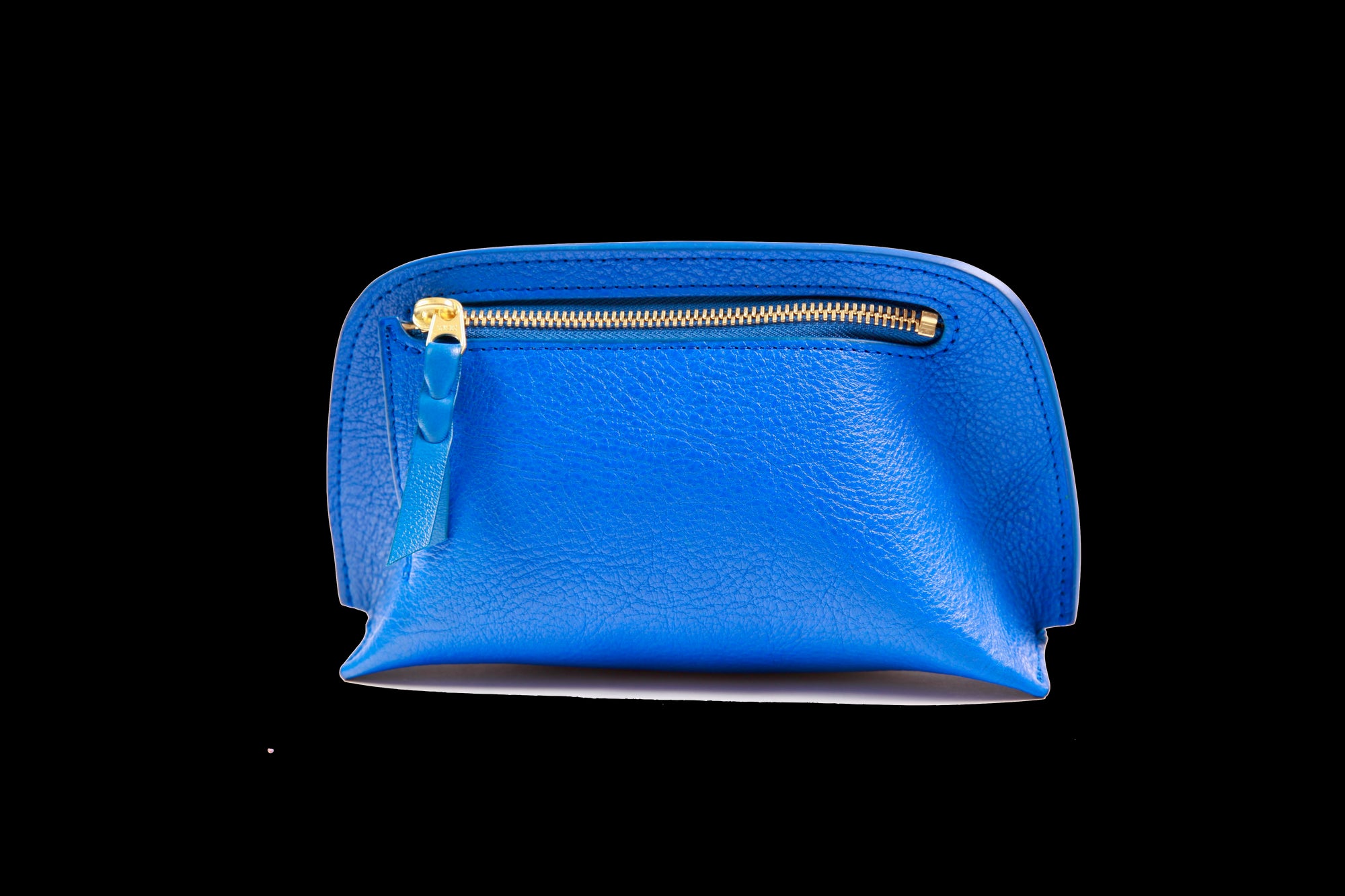 Front View of Mini Lois Pouch Electric Blue-Natural