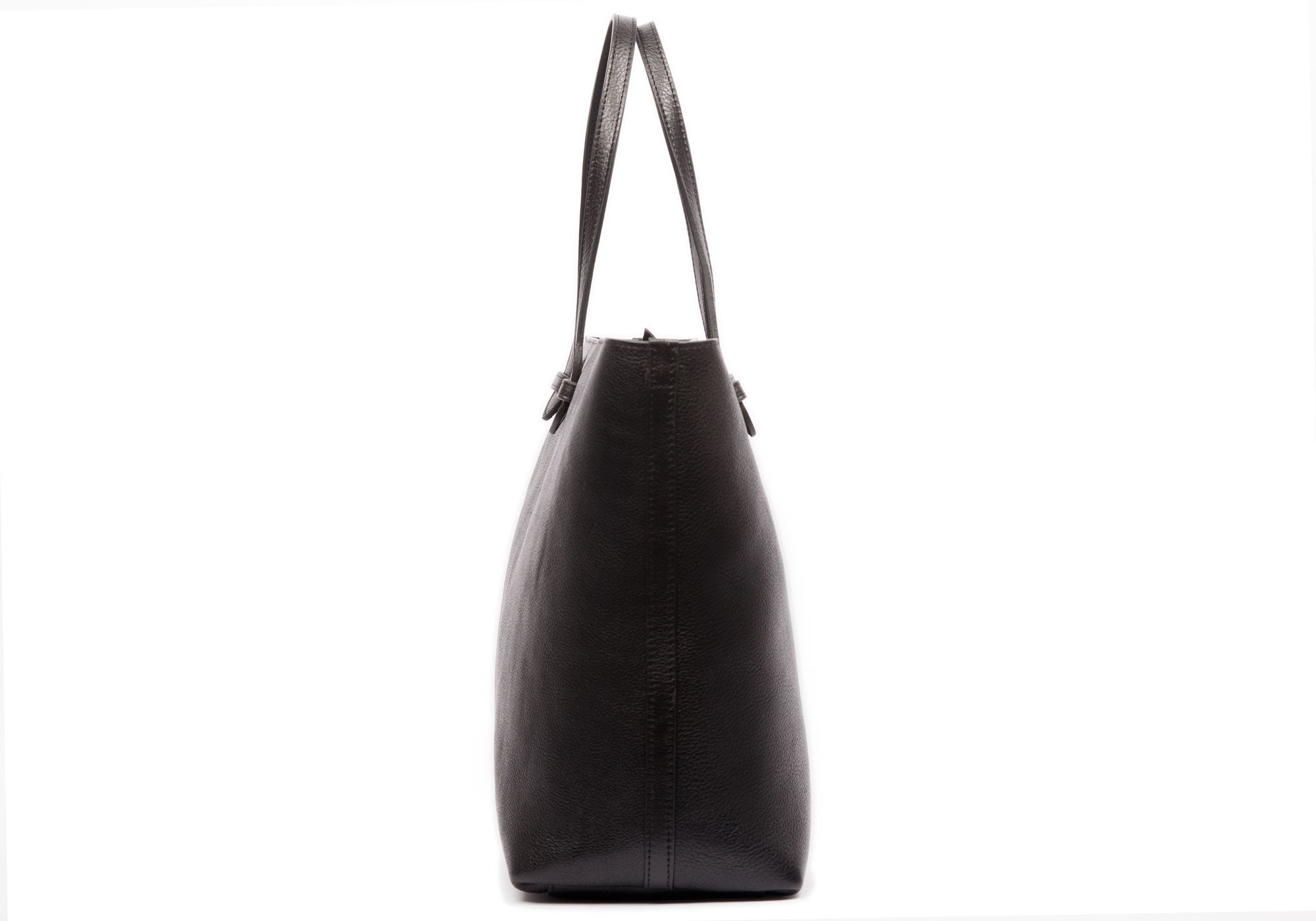 Side View of No. 12 Leather Tote Black