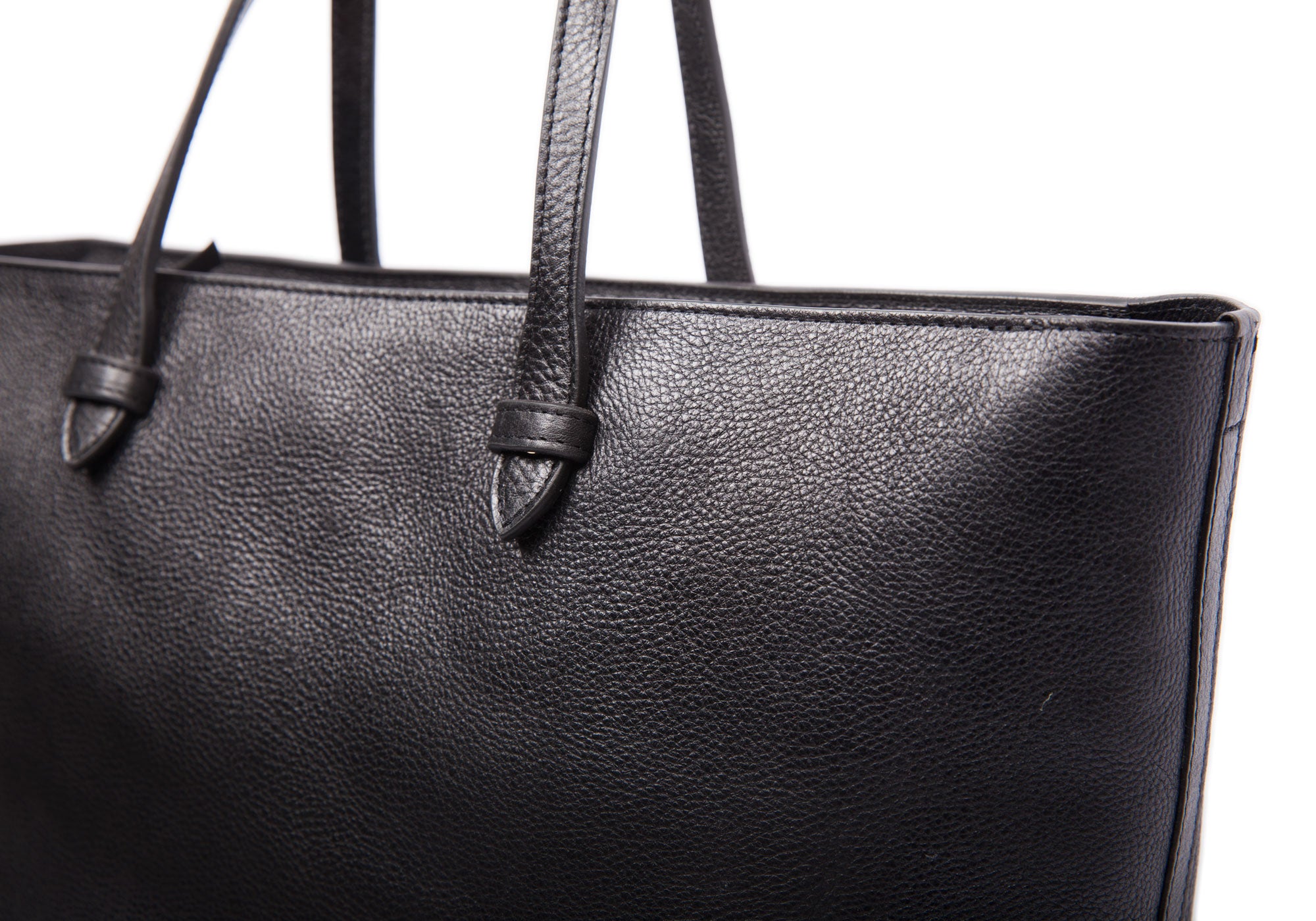 Front Leather Strap of No. 12 Leather Tote Black