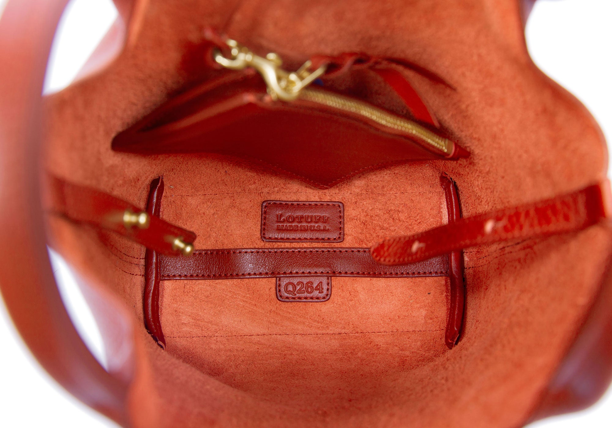 Inner Leather View of The One-Piece Bag Orange