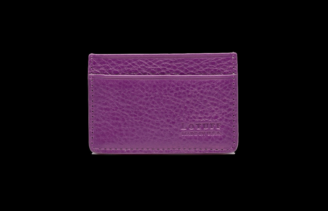 Front View of Leather Credit Card Wallet Orchid