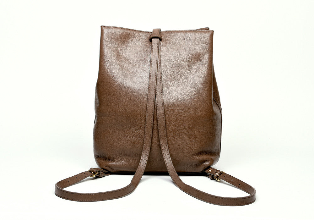 Back Leather Straps of The Sling Backpack Clay