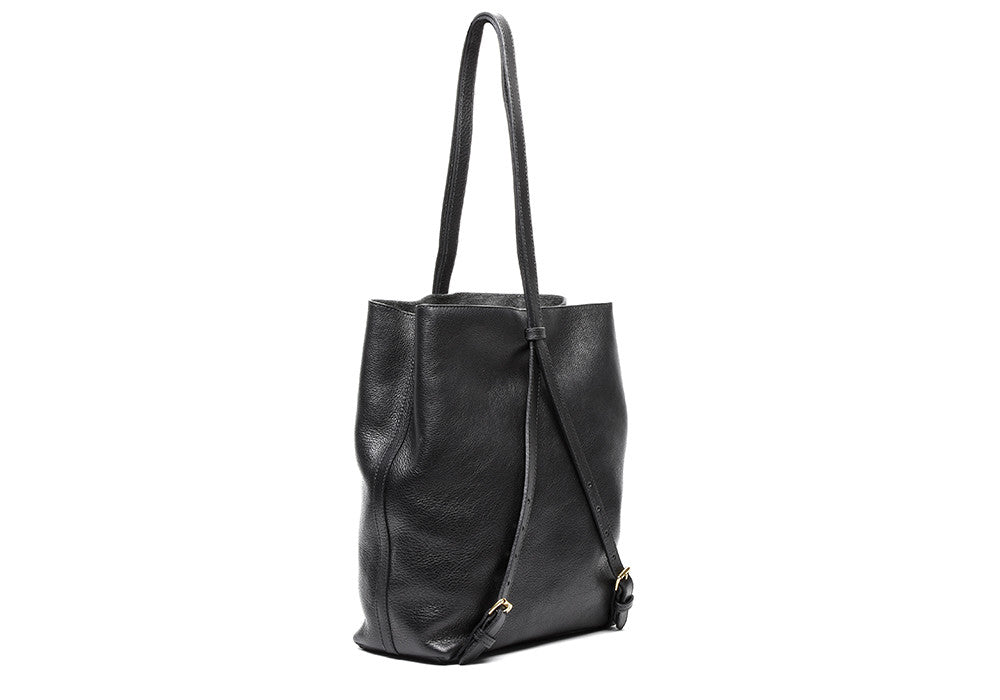 Top Leather Strap of The Sling Backpack Black