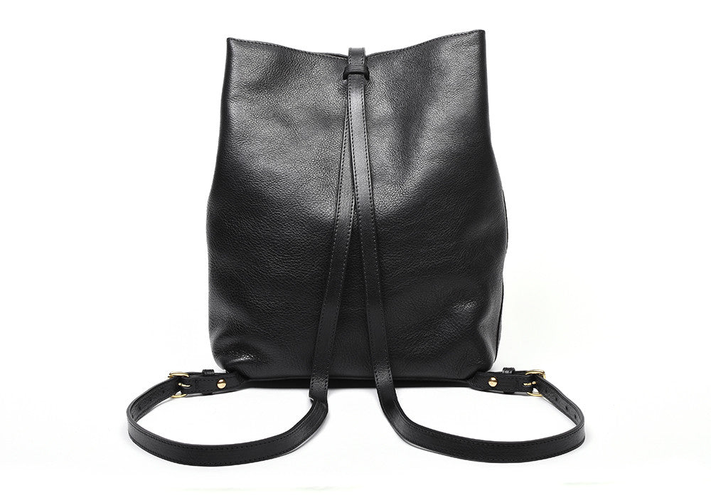Back Leather Straps of The Sling Backpack Black