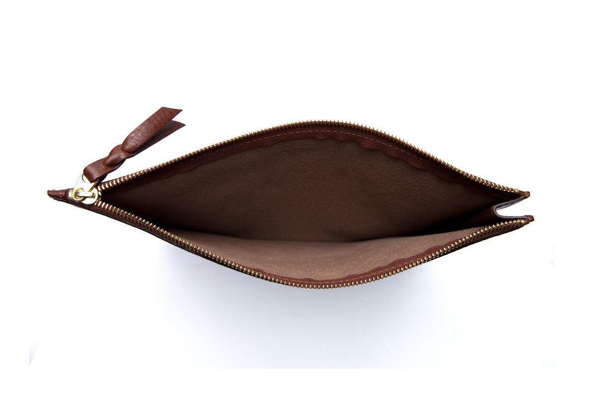 Inner Leather View of No. 9 Pouch Chestnut
