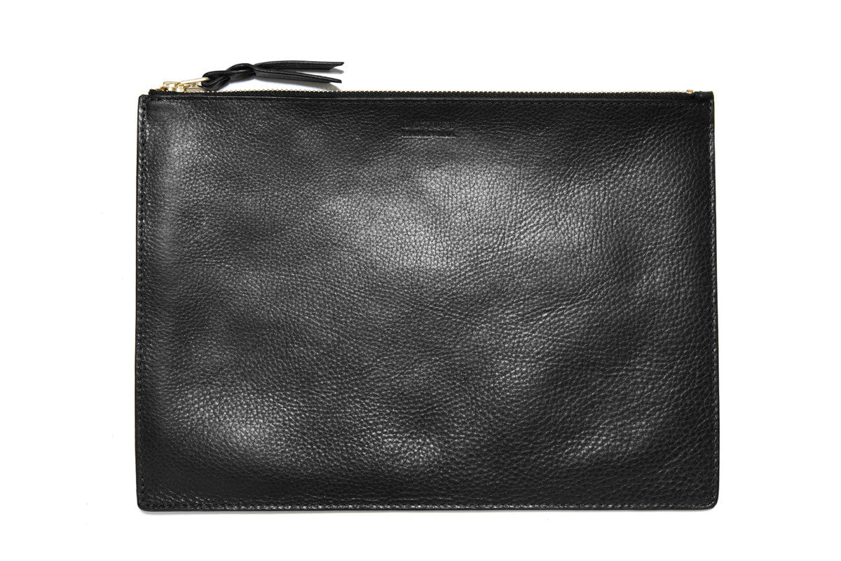 Front Leather View of No. 13 Pouch Black