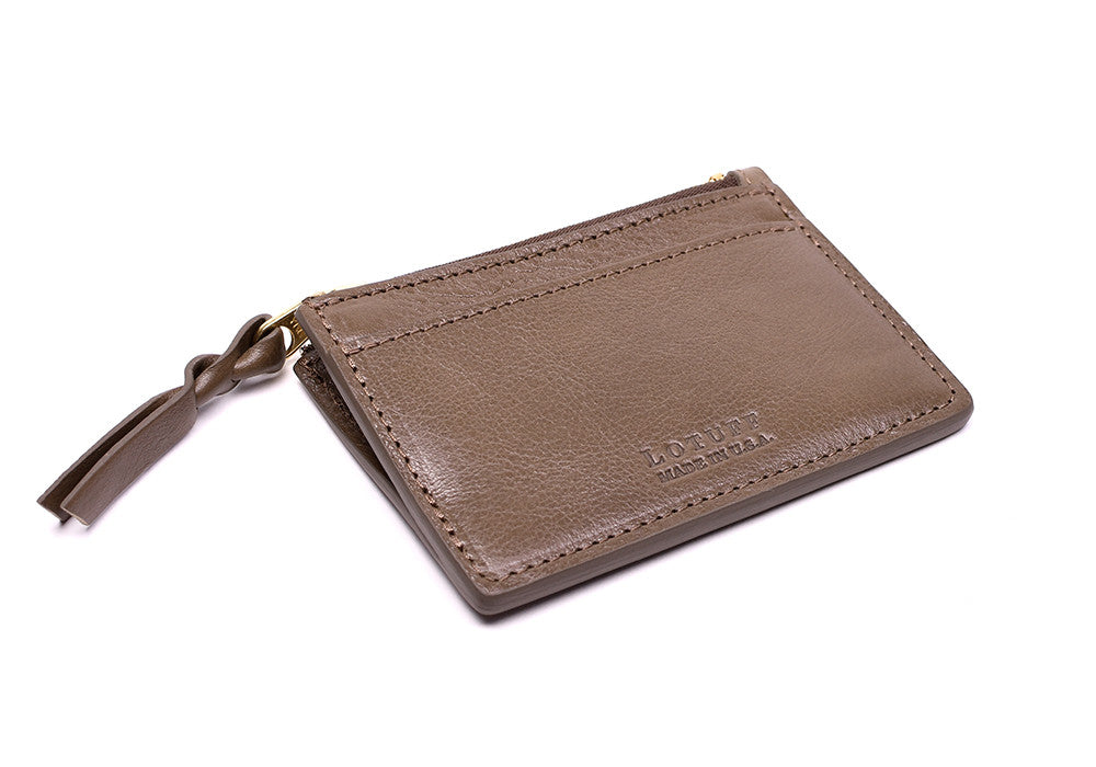 Side View of Zipper Credit Card Wallet Clay