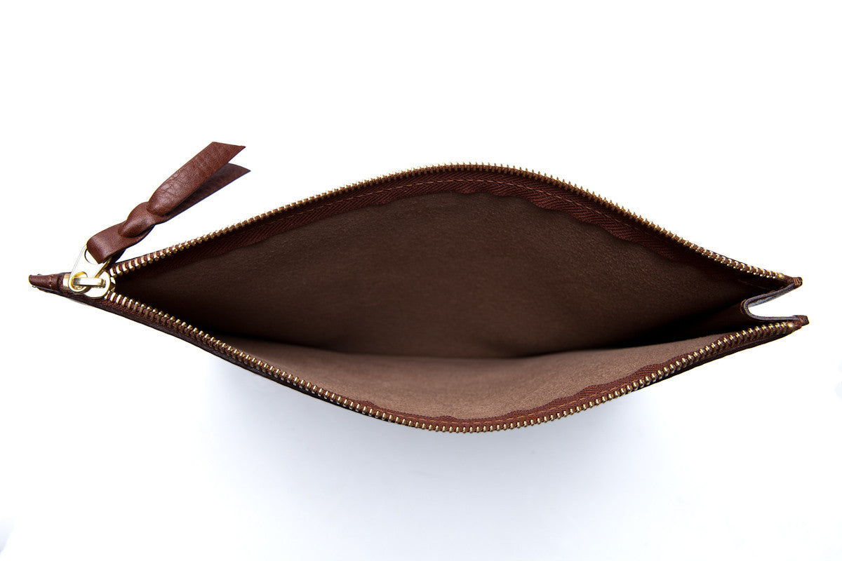 Inner Leather View of No. 14 Pouch Chestnut