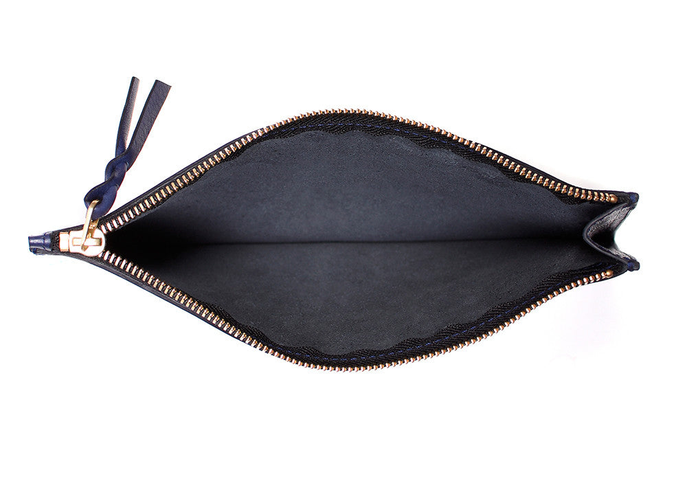 Inner Leather View of No. 11 Pouch Indigo