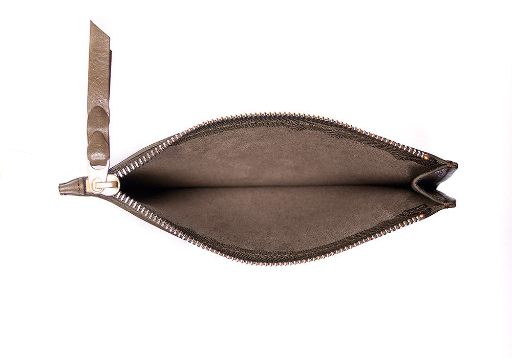 Inner Leather View of No. 8 Pouch Clay