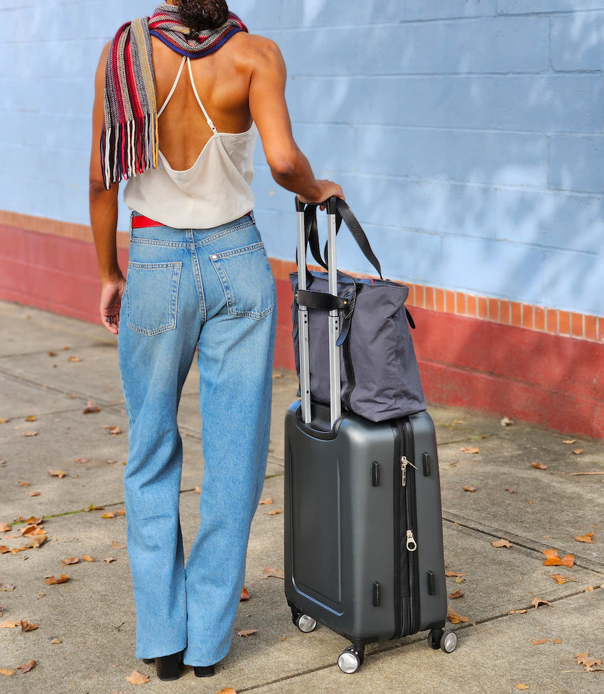 Monica Travel Tote in Waxed Cotton and Leather Lifestyle