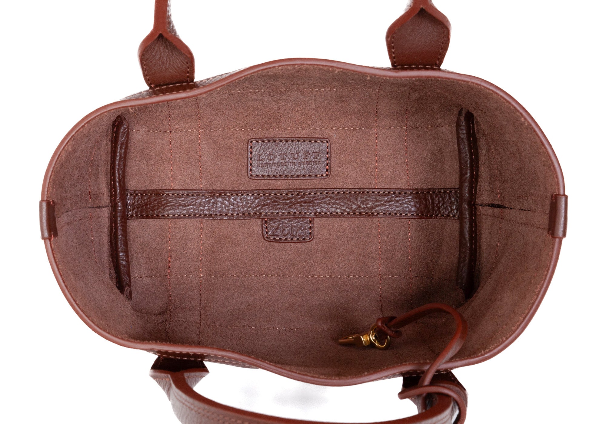 Interior of Leather Mini Tote Chestnut