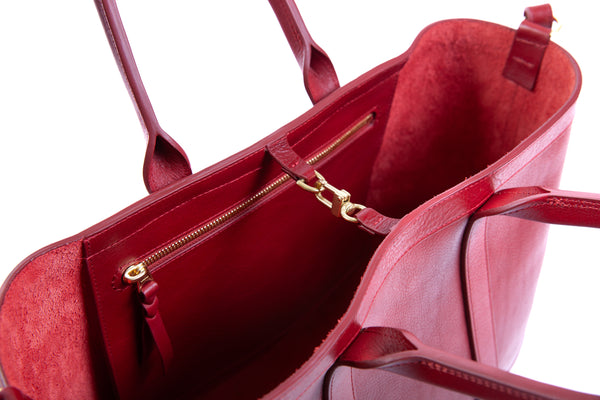 Address Small Calf Leather Tote - Beige