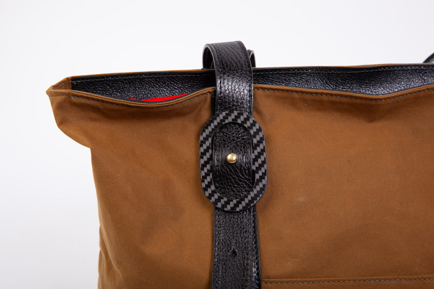 Monica Travel Tote in Waxed Cotton and Leather Army Tan