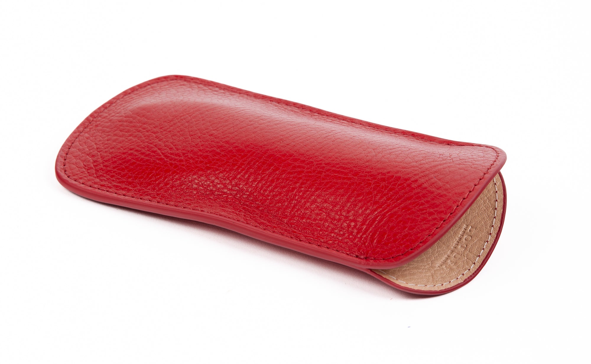 Leather Eyeglass Sleeve Pop Red/Natural