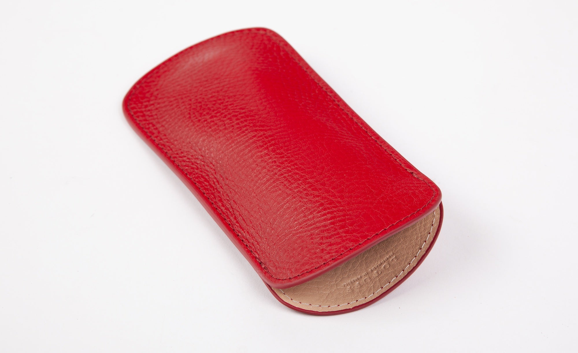 Leather Eyeglass Case Pop Red/Natural