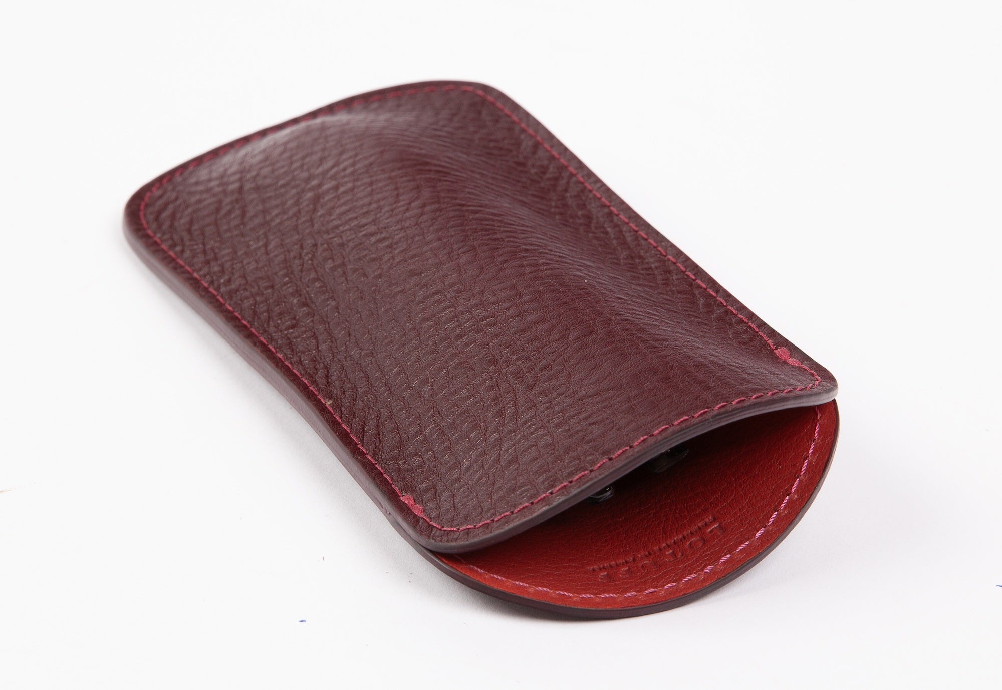 Leather Eyeglass Case Cordovan/Red