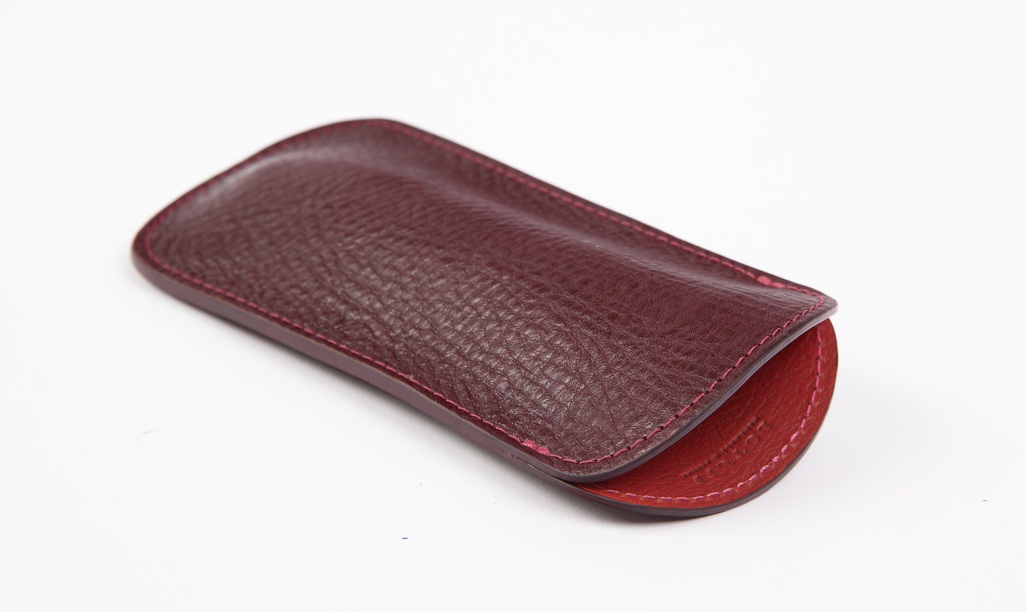 Leather Eyeglass Case Cordovan/Red