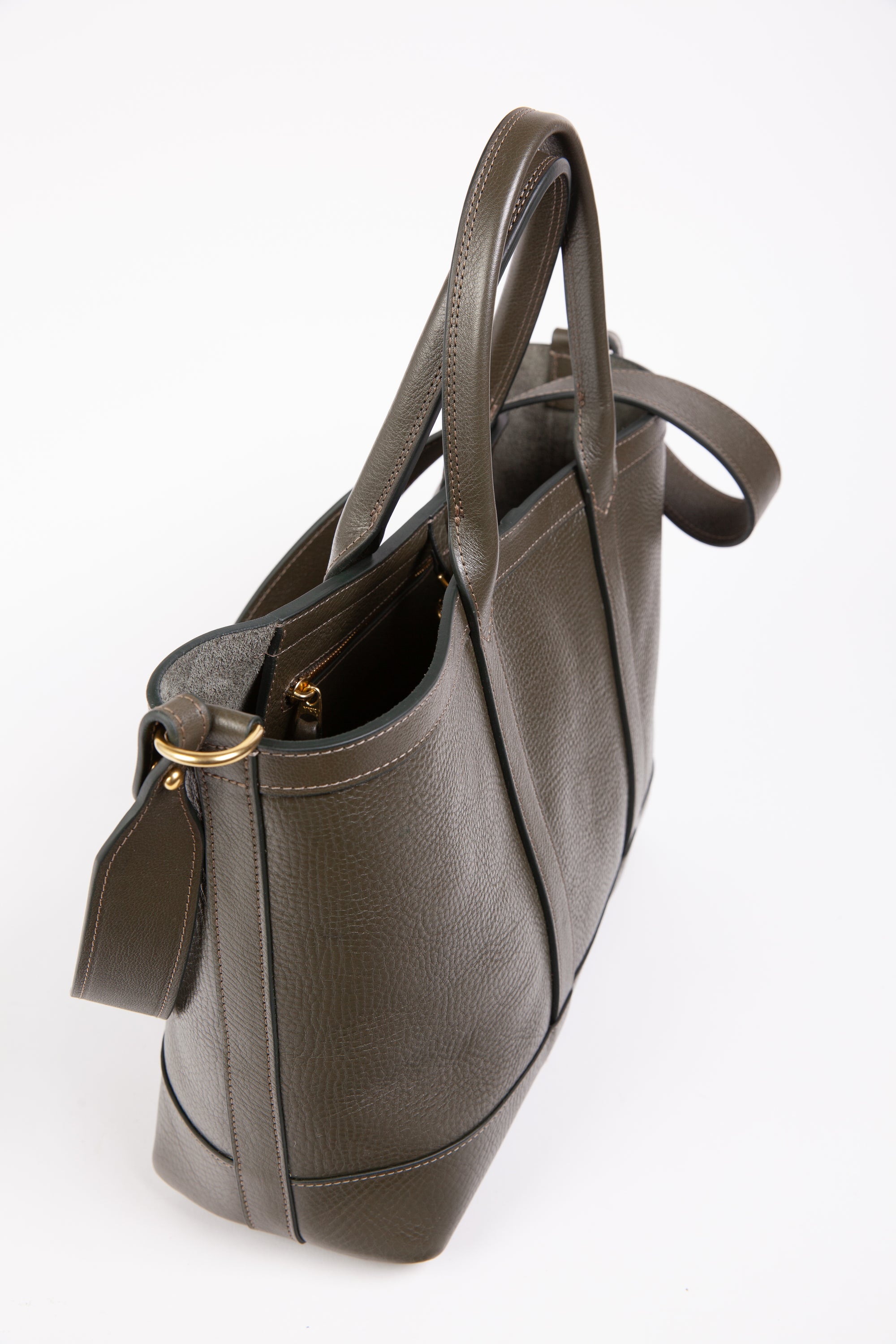 Leather Small Tote Olive
