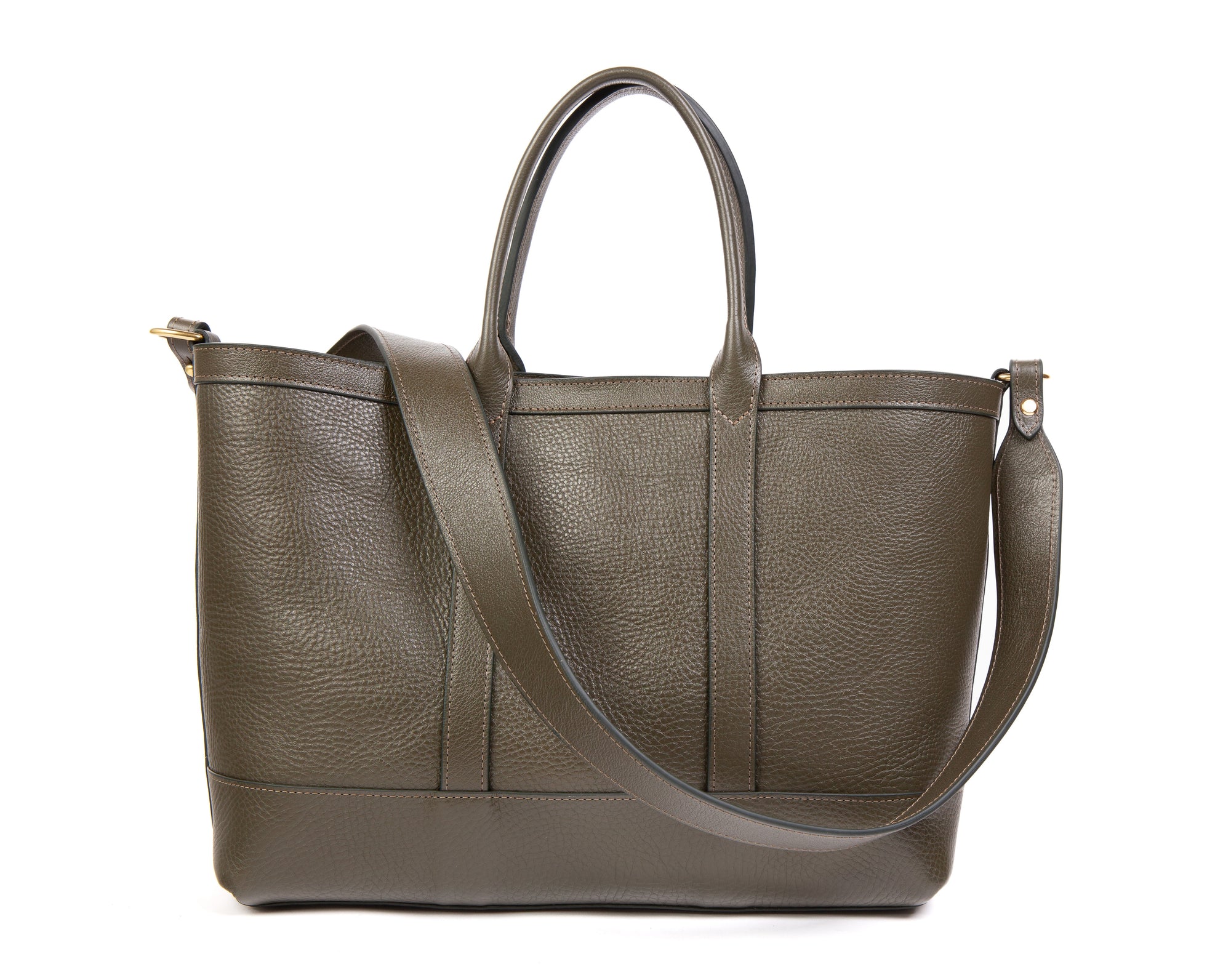 Leather Small Tote Olive