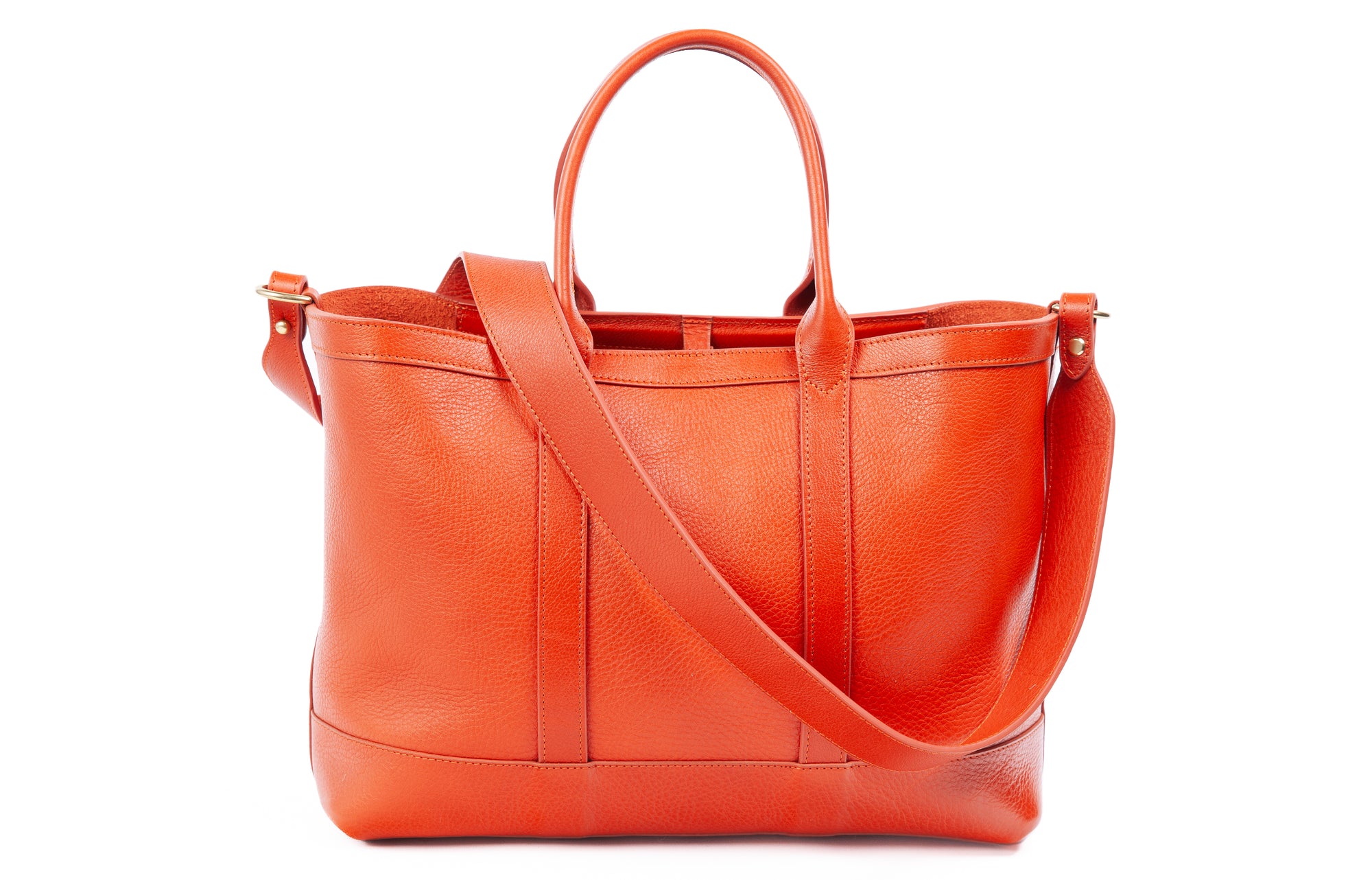 Leather Small Tote Orange