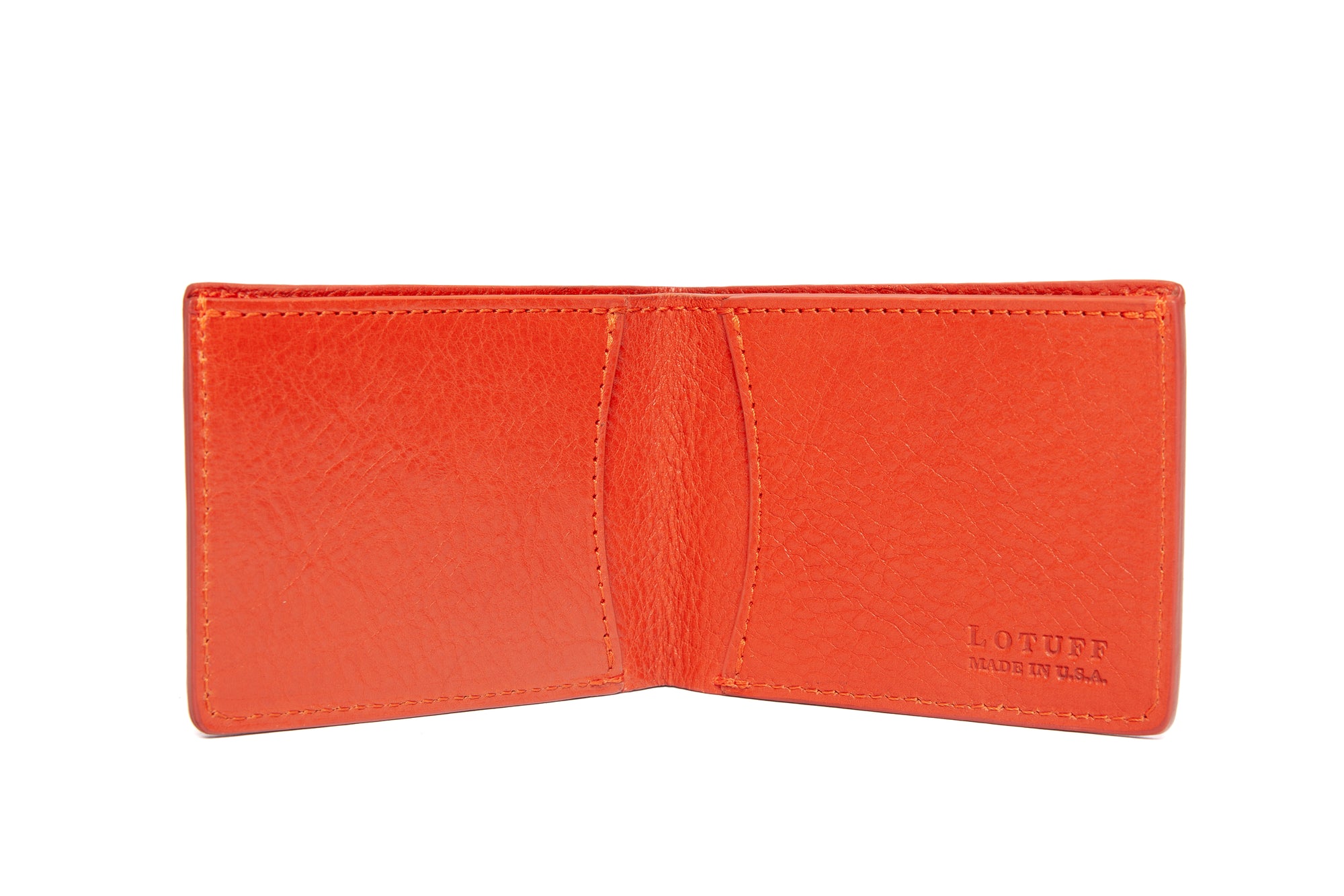 Two-Pocket Leather Bifold Wallet Orange