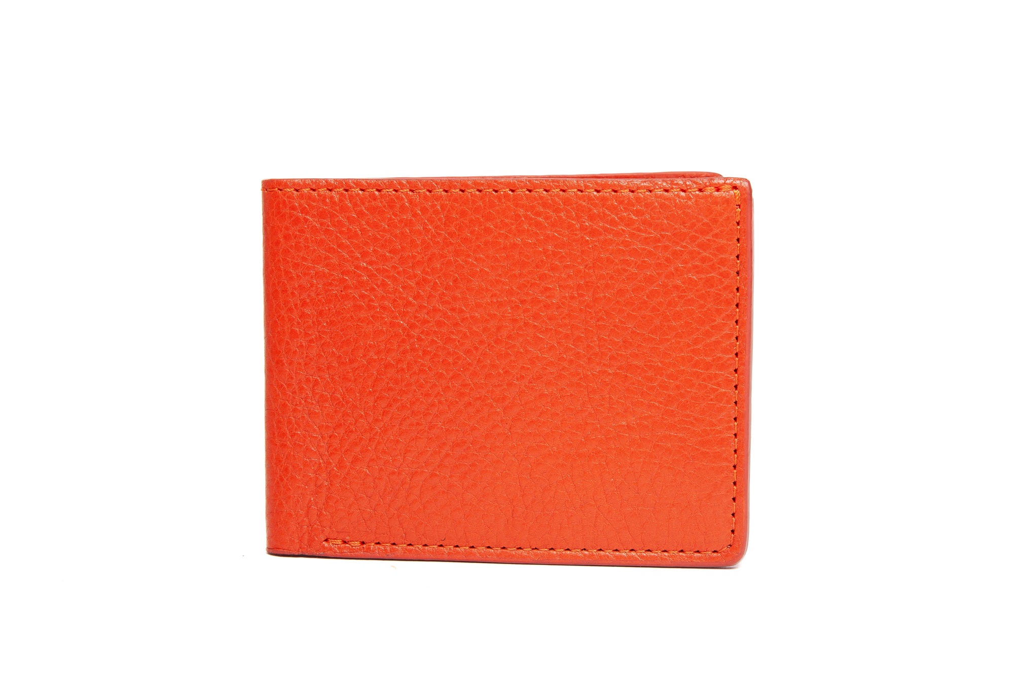 Two-Pocket Leather Bifold Wallet Orange