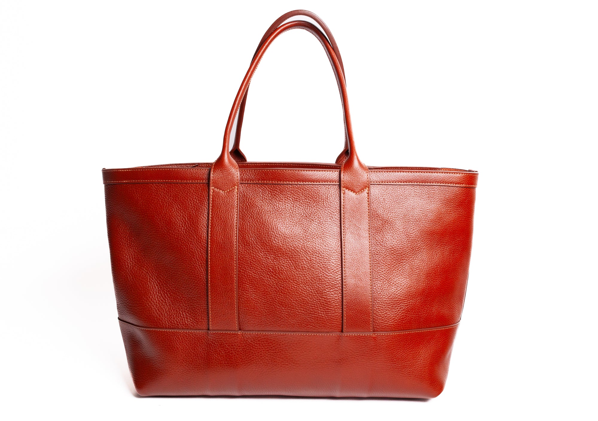 Leather Zip-Top Medium Tote Saddle Tan