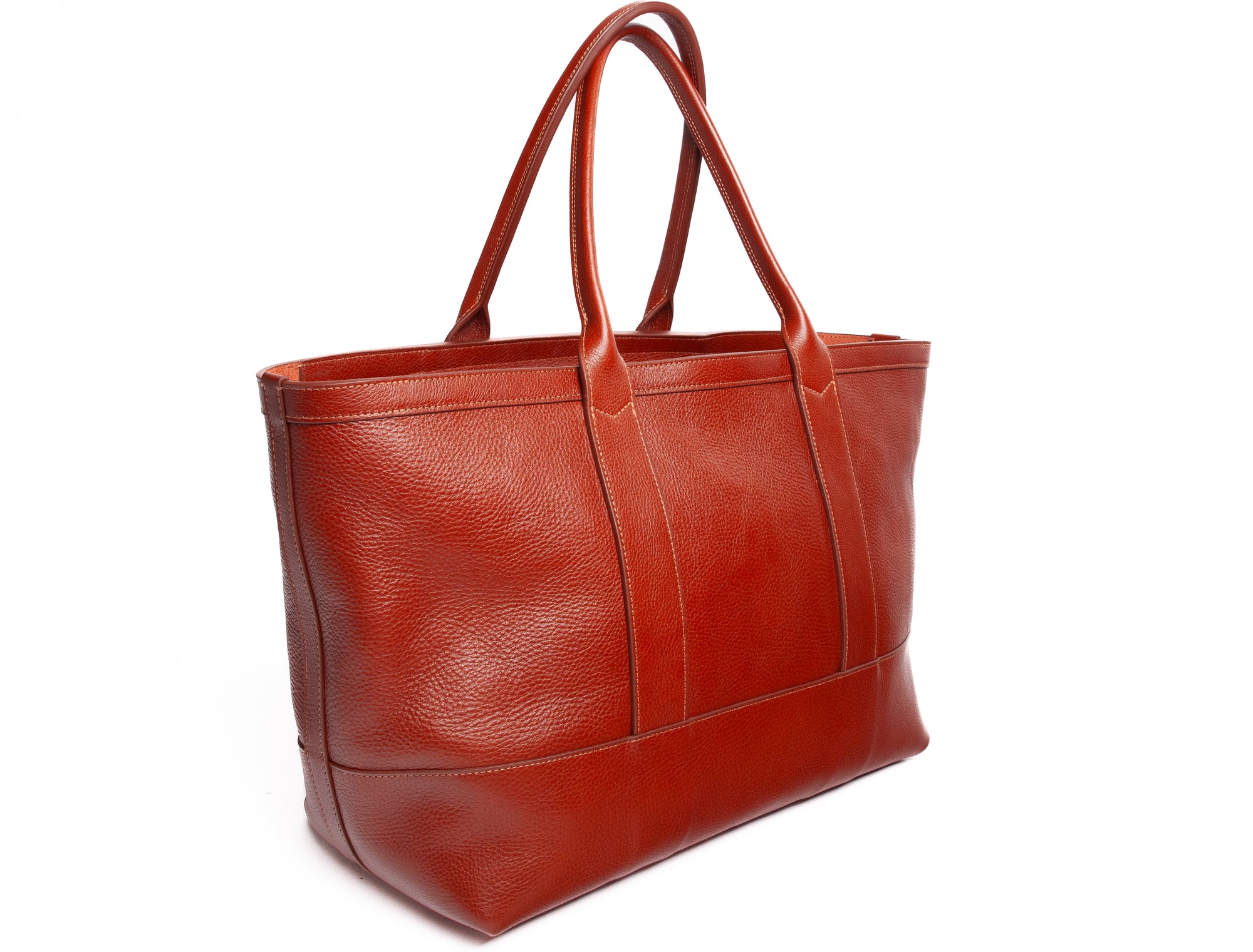 Leather Zip-Top Medium Tote Saddle Tan