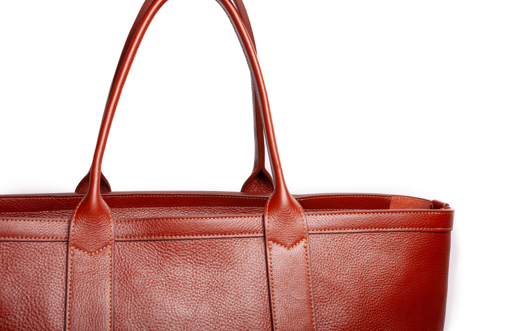 Leather Zip-Top Medium Tote Saddle Tan