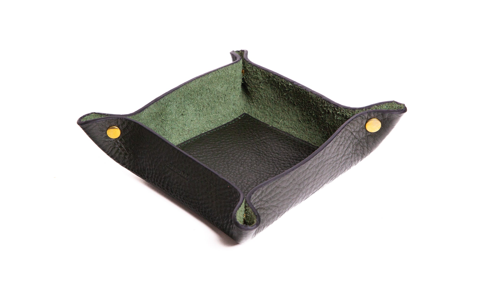 Leather Valet Tray Green