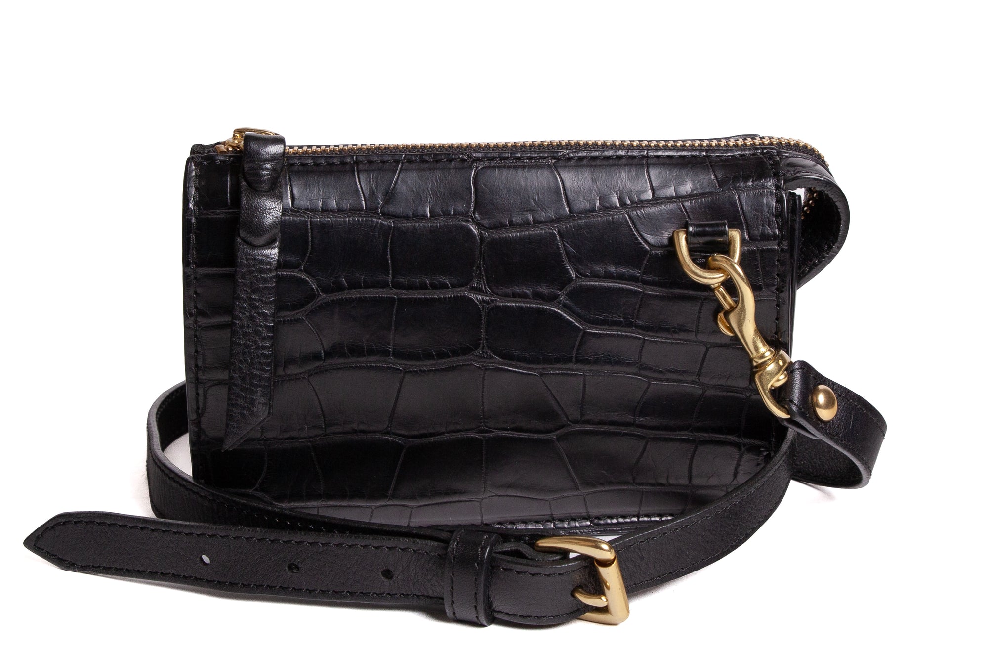 Black American Alligator Mini Tripp Black