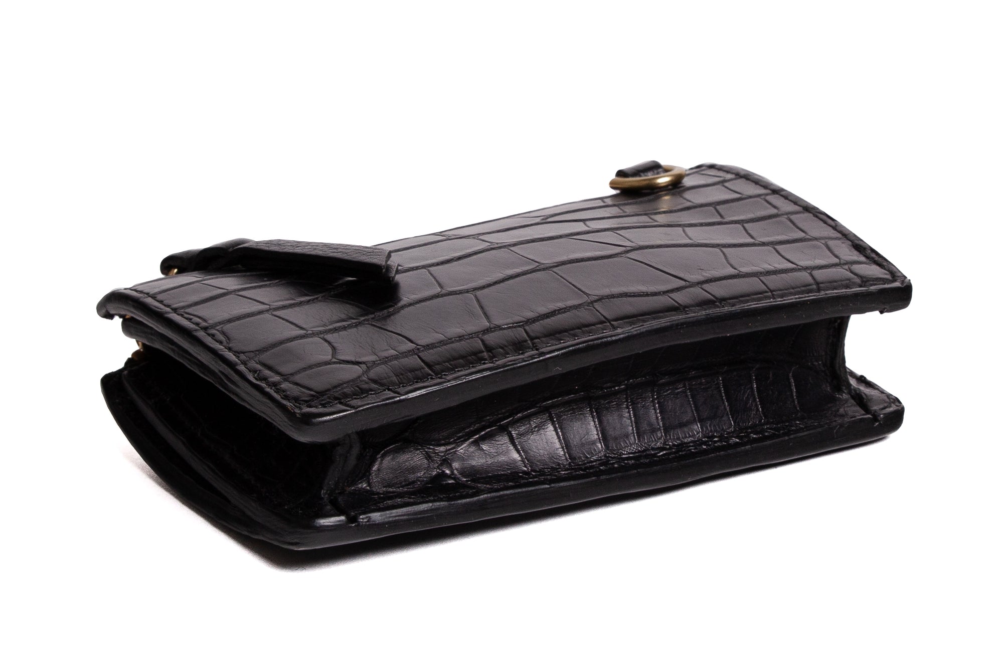 Black American Alligator Mini Tripp Black