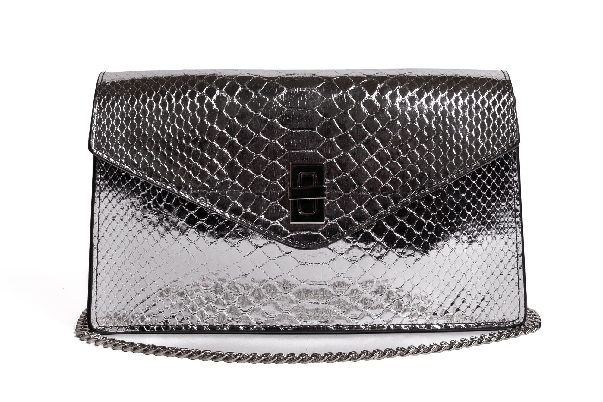 The Metallic Python Vincent Clutch Metallic Python