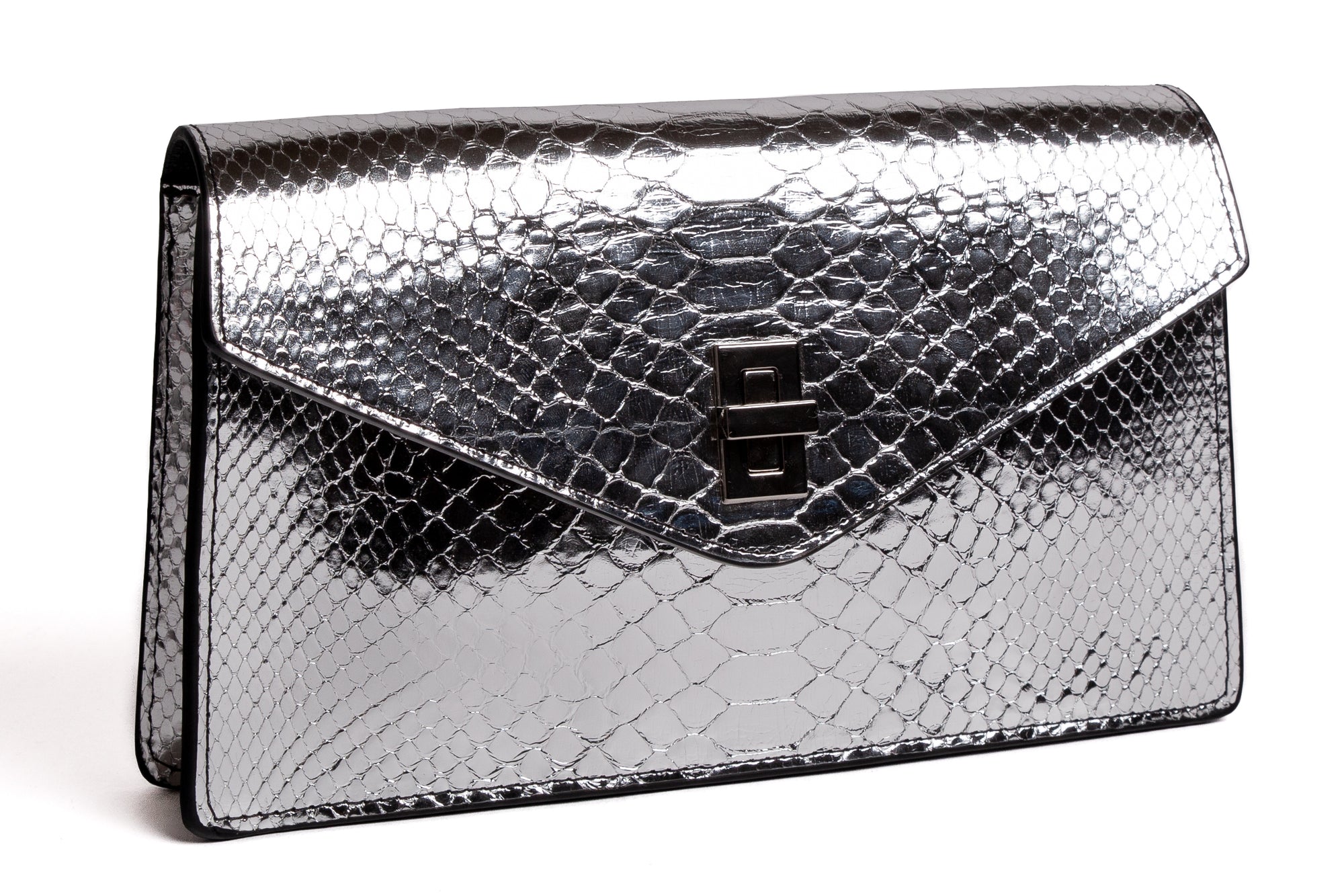 The Metallic Python Vincent Clutch Metallic Python