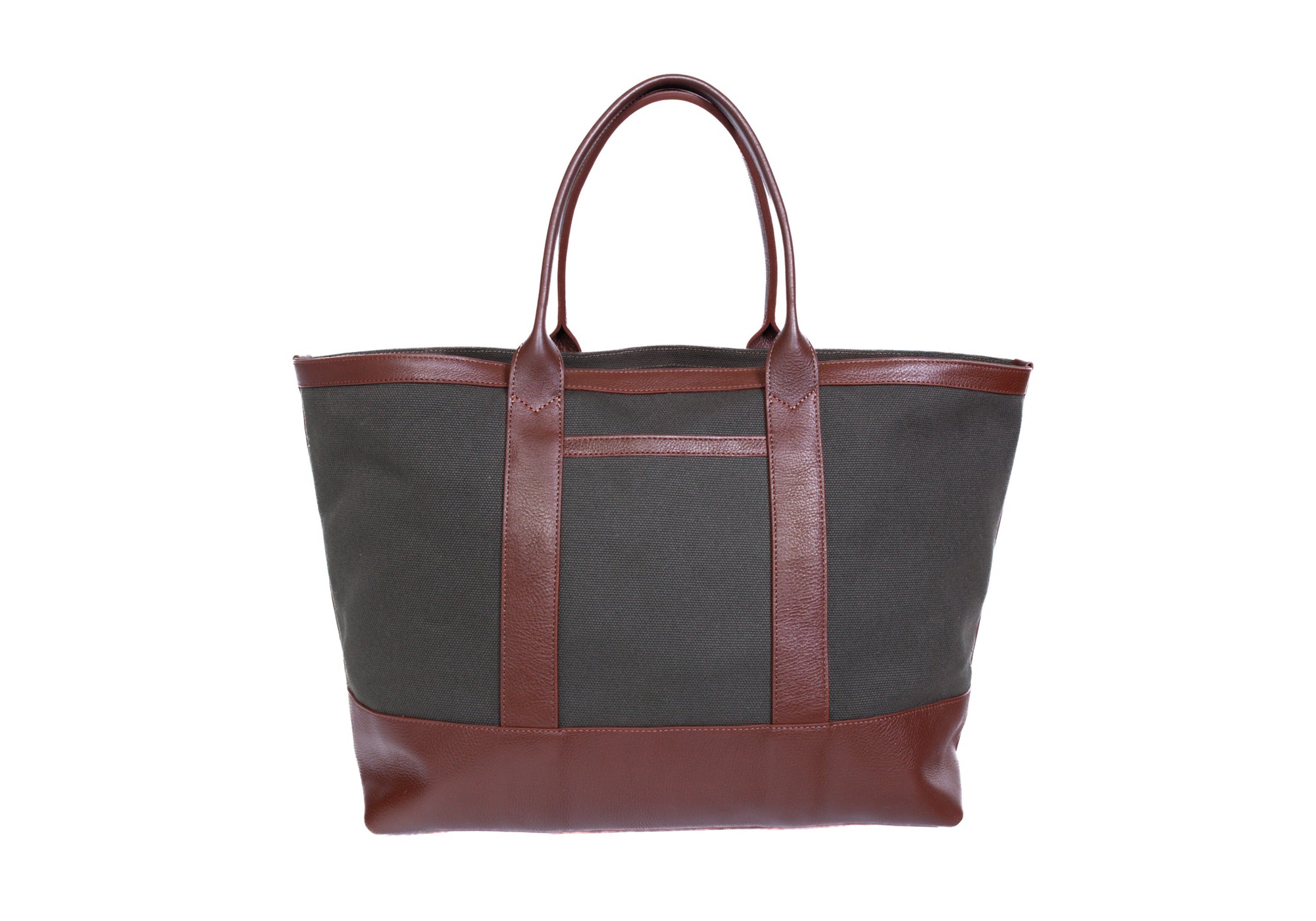 Back of Canvas Working Tote Hunter's Green-Chestnut