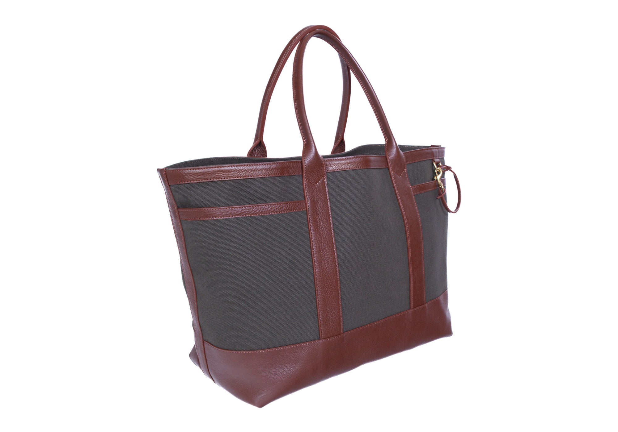Side of Canvas Working Tote Hunter's Green-Chestnut