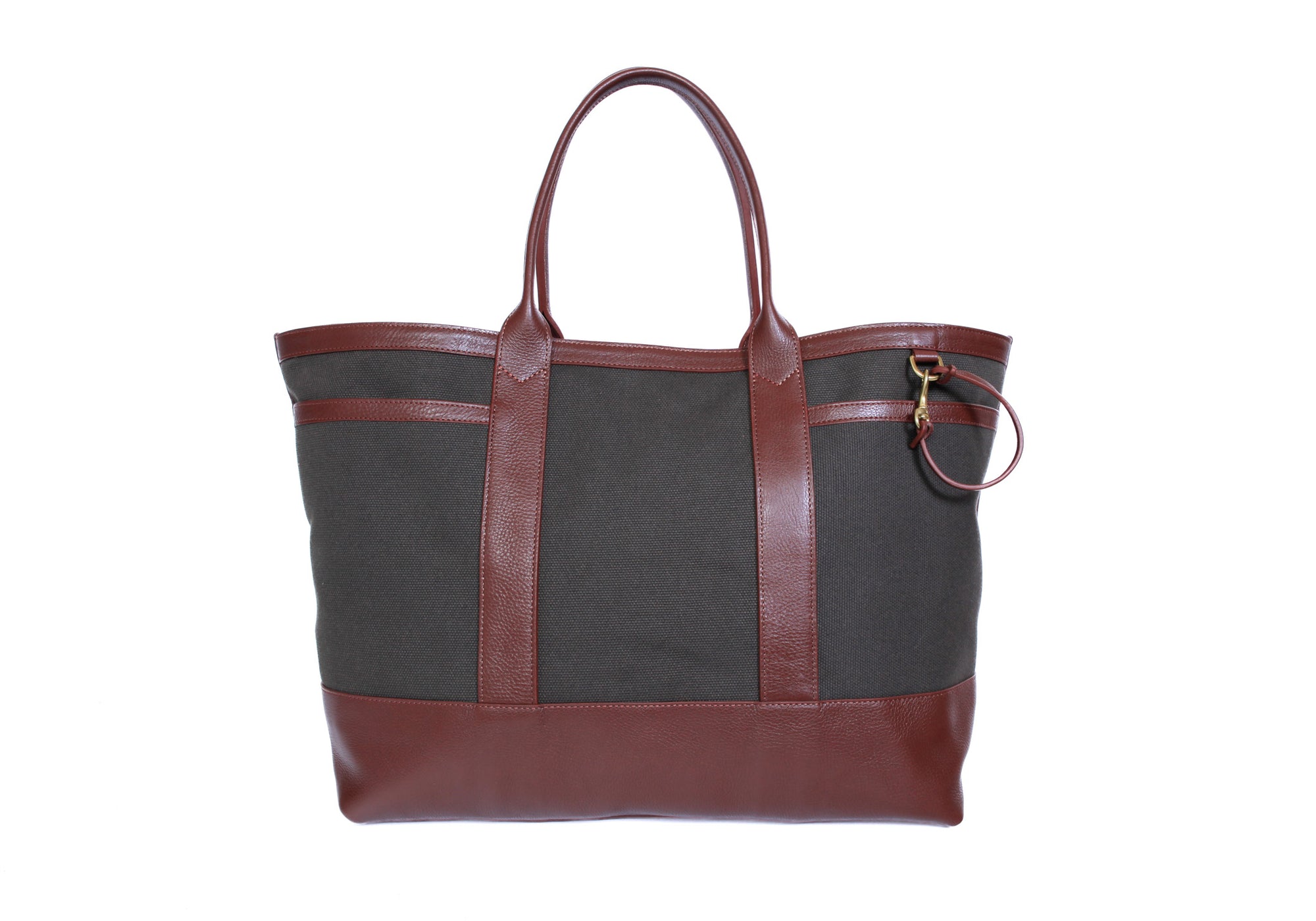 Canvas Working Tote Hunter's Green-Chestnut|Front