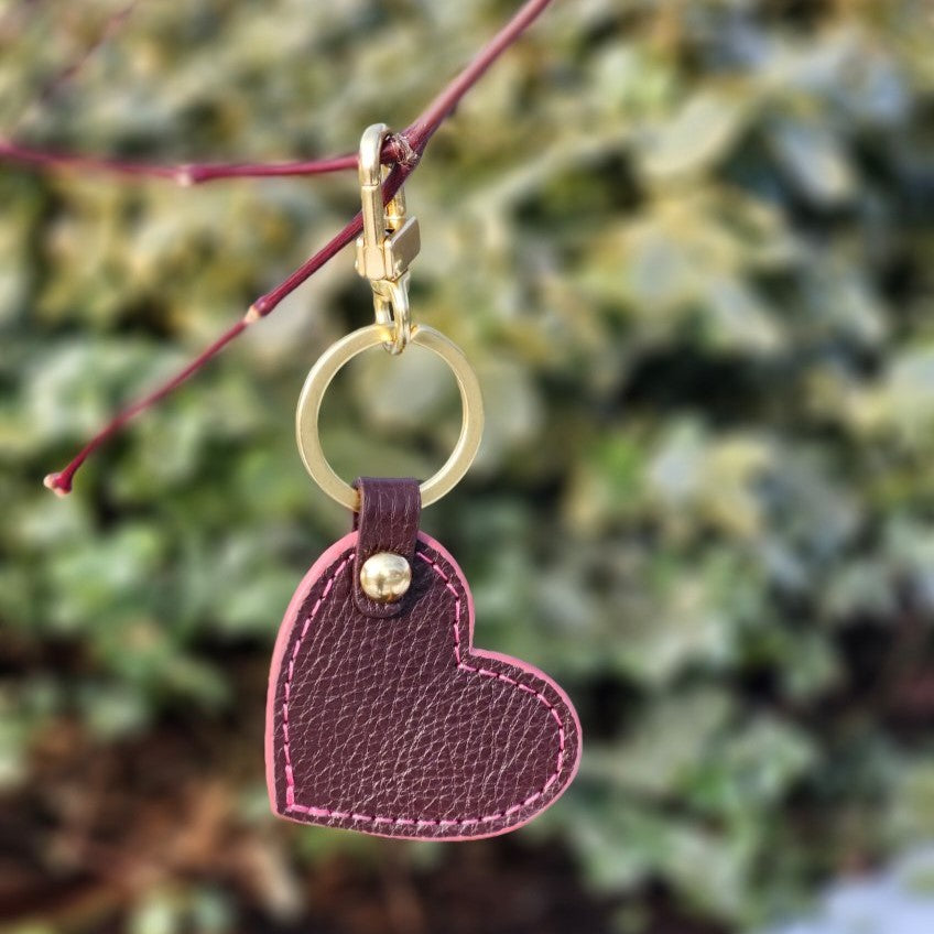 The Lotuff Heart Keychain Cordovan-Rosewood