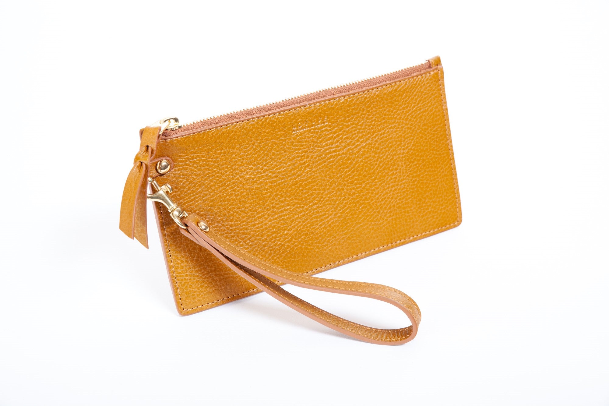 Front of Leather Wristlet Wallet Cumin