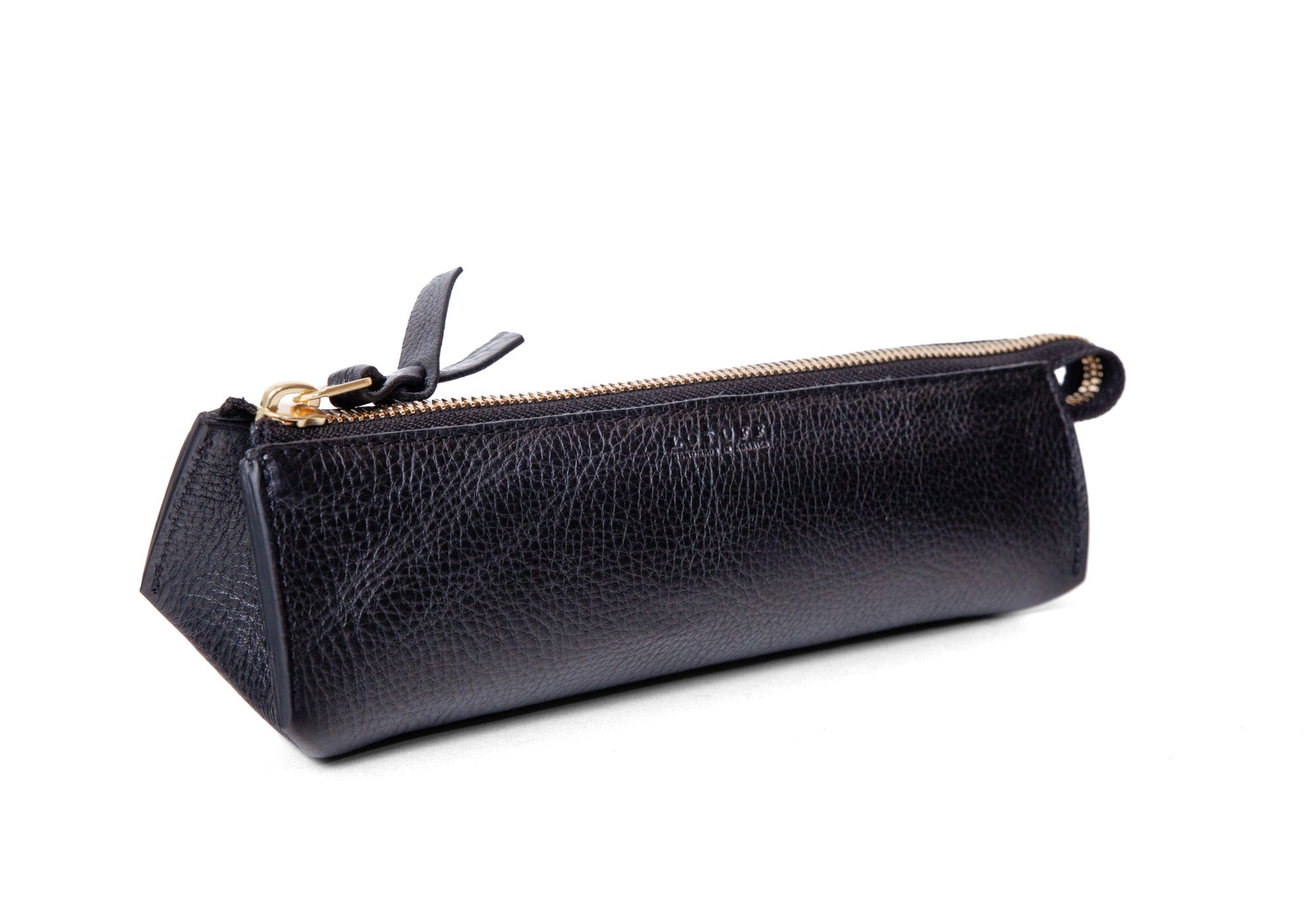 Angle of Leather Pencil Case Black