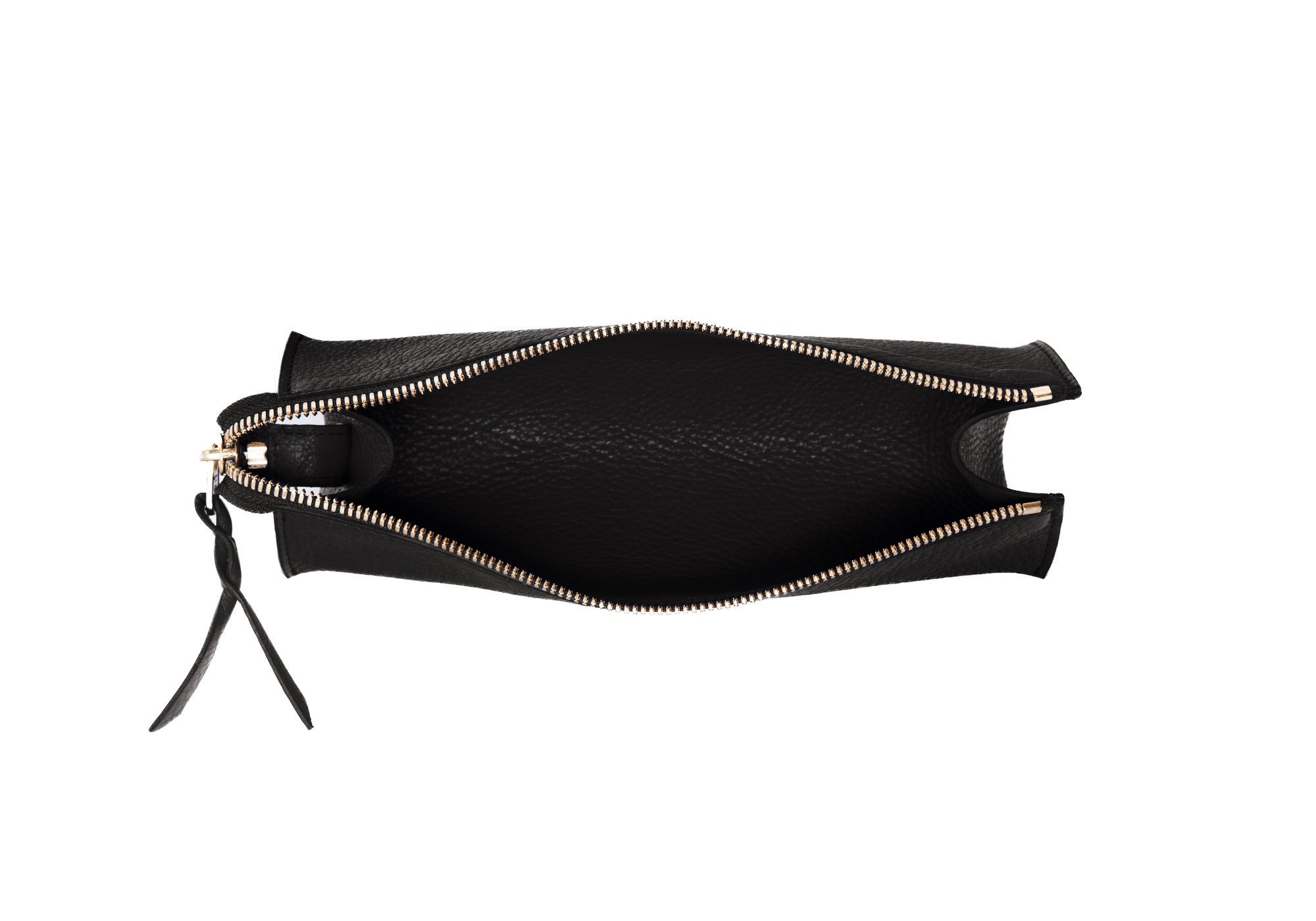 Open  of Leather Pencil Case Black