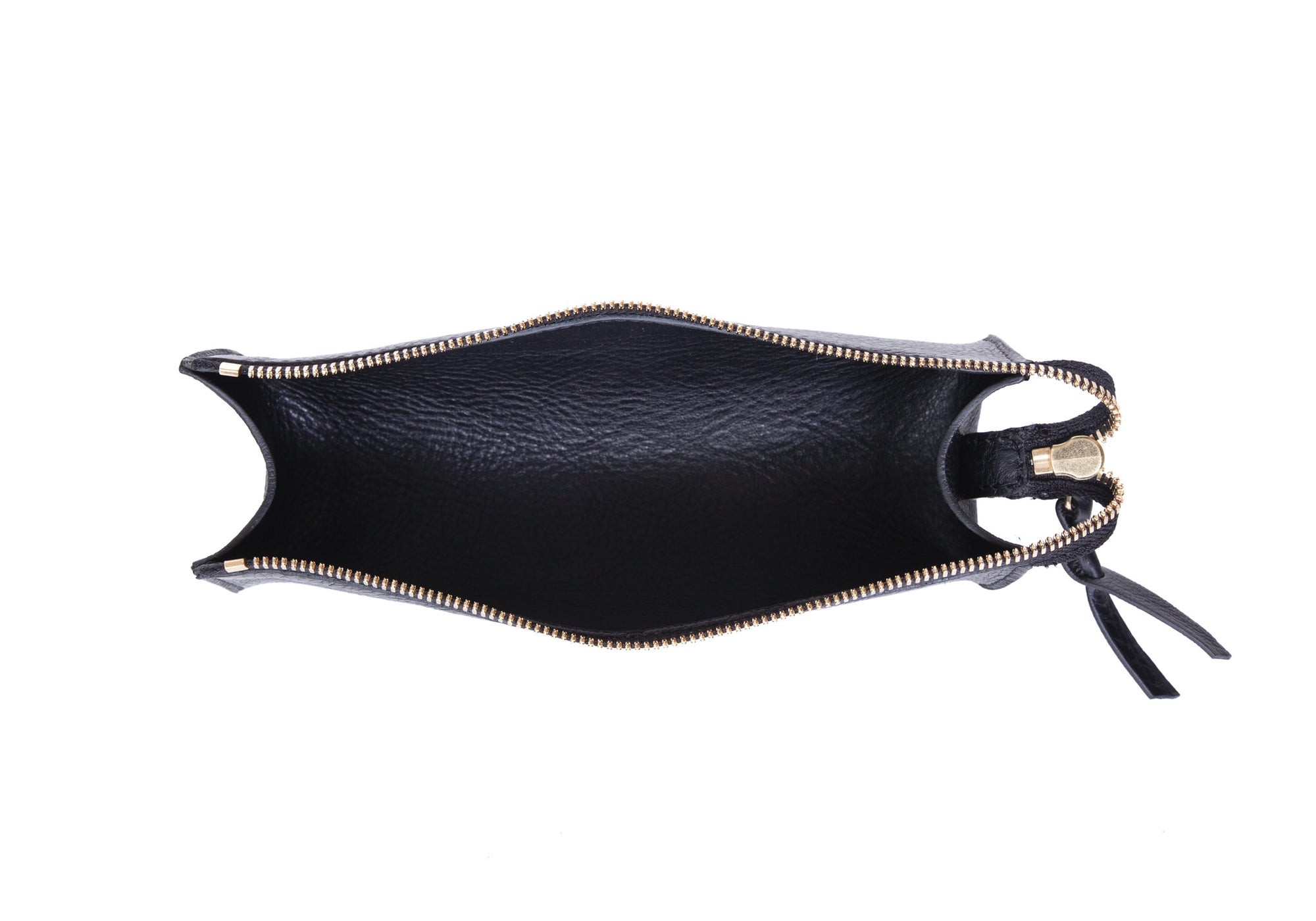 Open of Leather Pencil Case Black