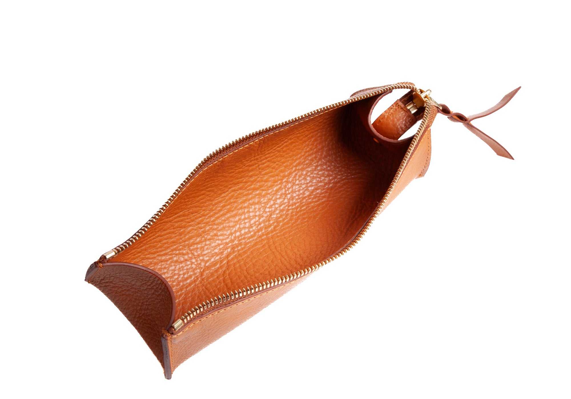 Open of Leather Pencil Case Camel