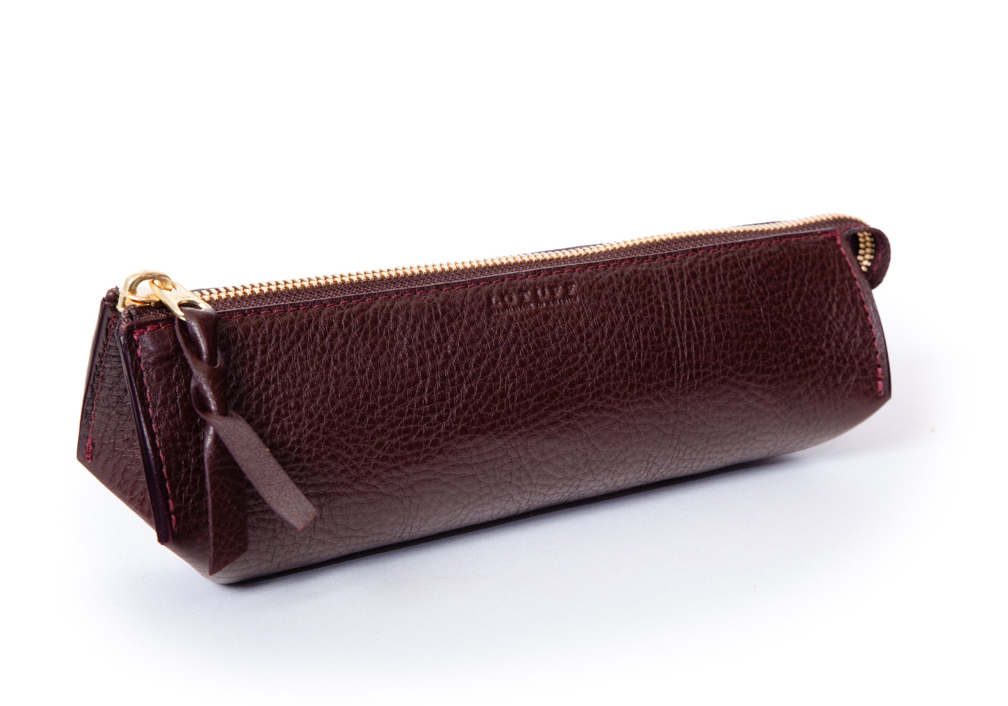 Angle of Leather Pencil Case Cordovan