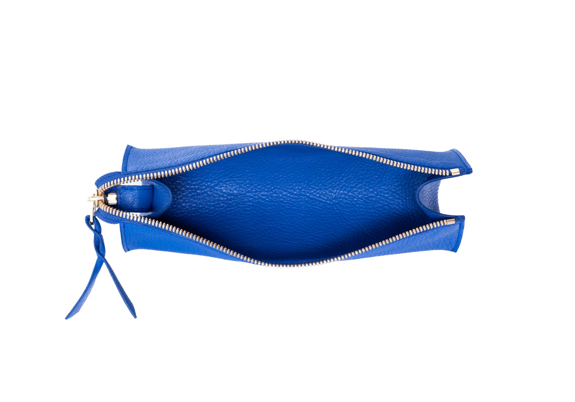 Open of Leather Pencil Case Electric Blue